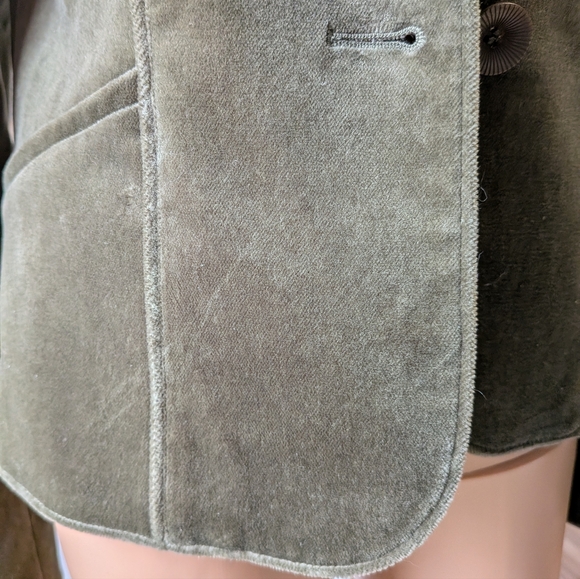 Classiques Entier Olive Green Crushed Velvet Jacket Medium - Picture 15 of 15